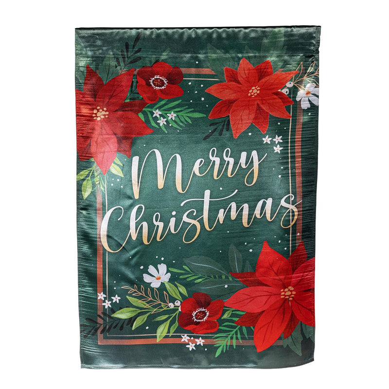 Floral Merry Christmas Lustre  House Flag