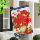 Red Geraniums Moire House Flag