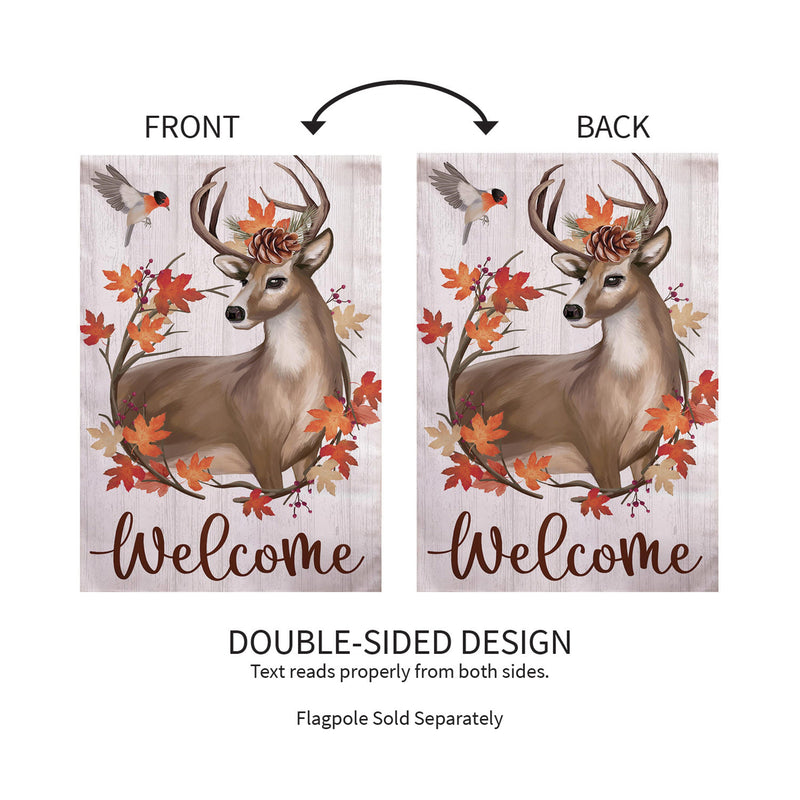 Autumn Deer Wreath Moire House Flag