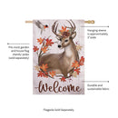 Autumn Deer Wreath Moire House Flag
