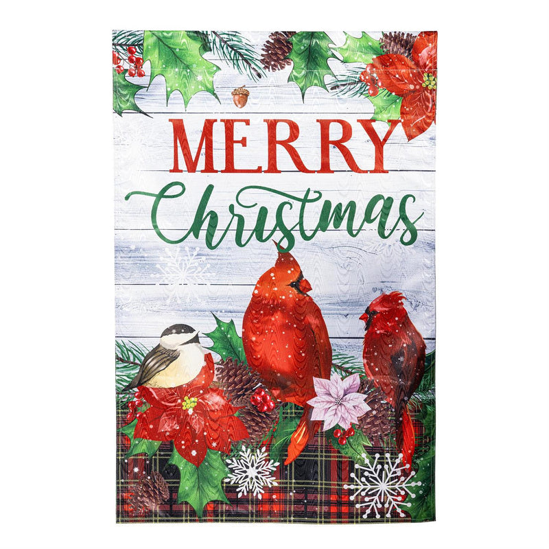 Merry Christmas Colorful Birds Moire House Flag