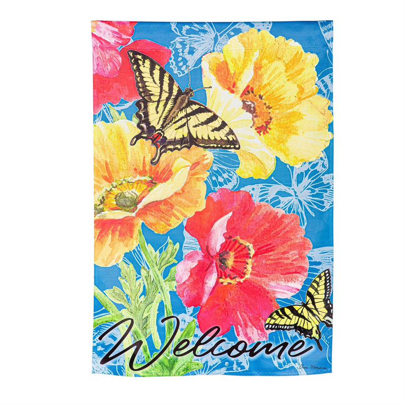 Bright Yellow Poppy Suede House Flag