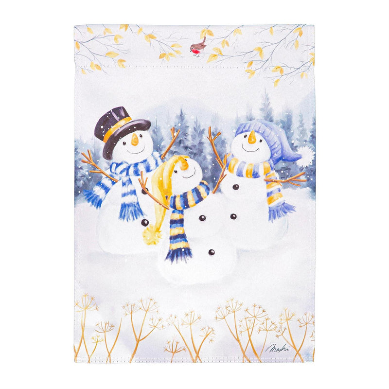 Happy Snowmen Suede House Flag
