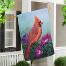 Cardinal on Morning Glory Suede House Flag