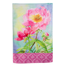 Big Pink Peony Suede House Flag