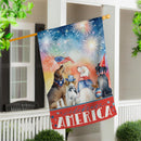 Patriotic Pups Suede House Flag