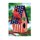 Patriotic Cardinal Birdhouse Suede House Flag