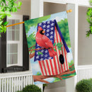 Patriotic Cardinal Birdhouse Suede House Flag