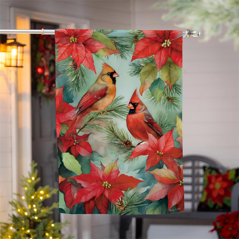 Cardinals In Winter Suede House Flag