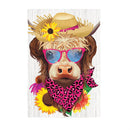 Summer Highland Cow Suede House Flag