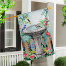 Bathing Songbirds Suede House Flag