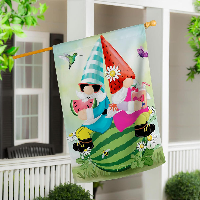 Chillin Gnome Couple Suede House Flag