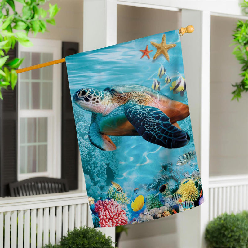 Sea Turtle Suede House Flag