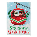 Christmas Skiing Suede House Flag Double Sided