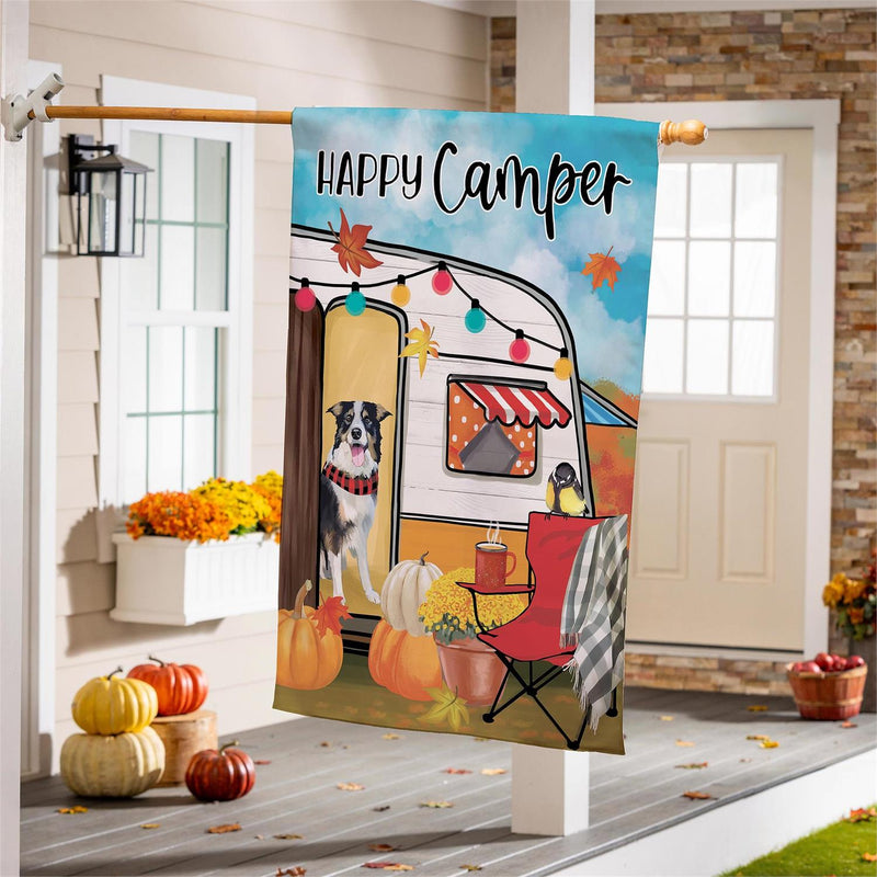 Fall For Camping Suede House Flag