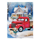 Family Christmas Truck Suede House Flag