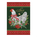 Floral Christmas Chicken Suede House Flag