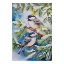 Winter Chickadee Friends Suede House Flag
