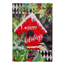 Floral Red Birdhouse Suede House Flag