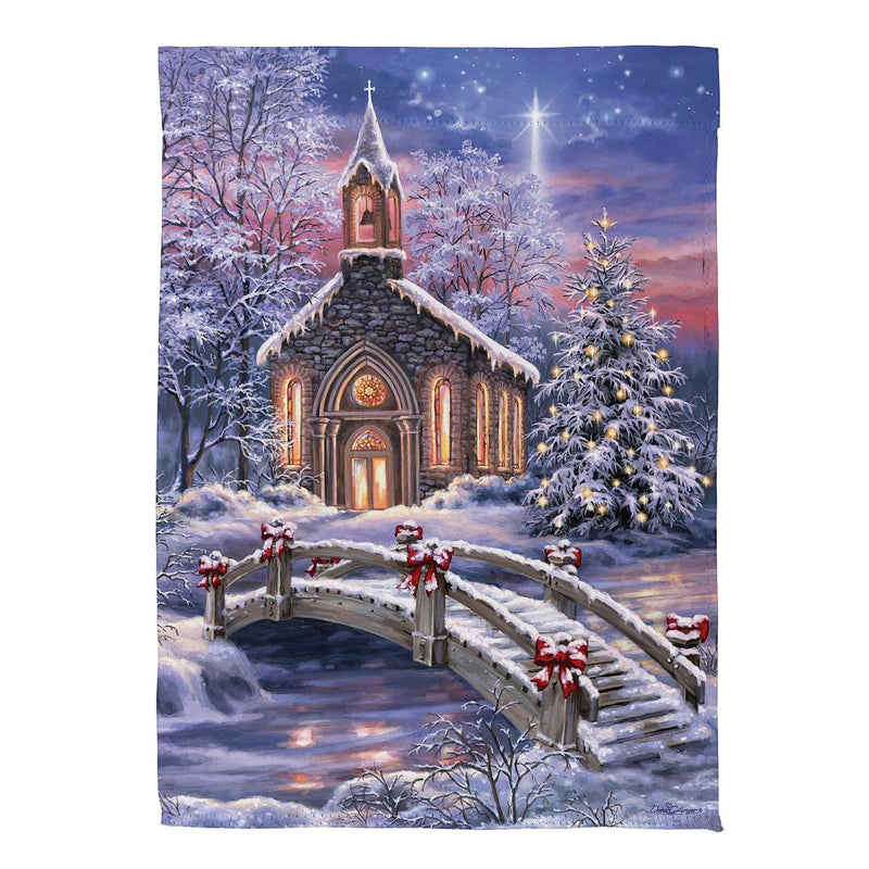 Vibrant Winter Church Suede House Flag