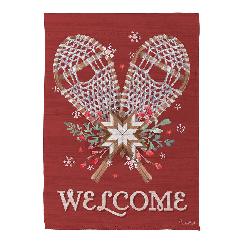 Floral Snowshoe Suede House Flag