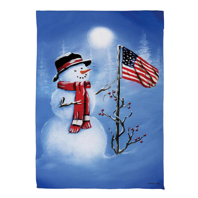 Patriotic Snowman Suede House Flag