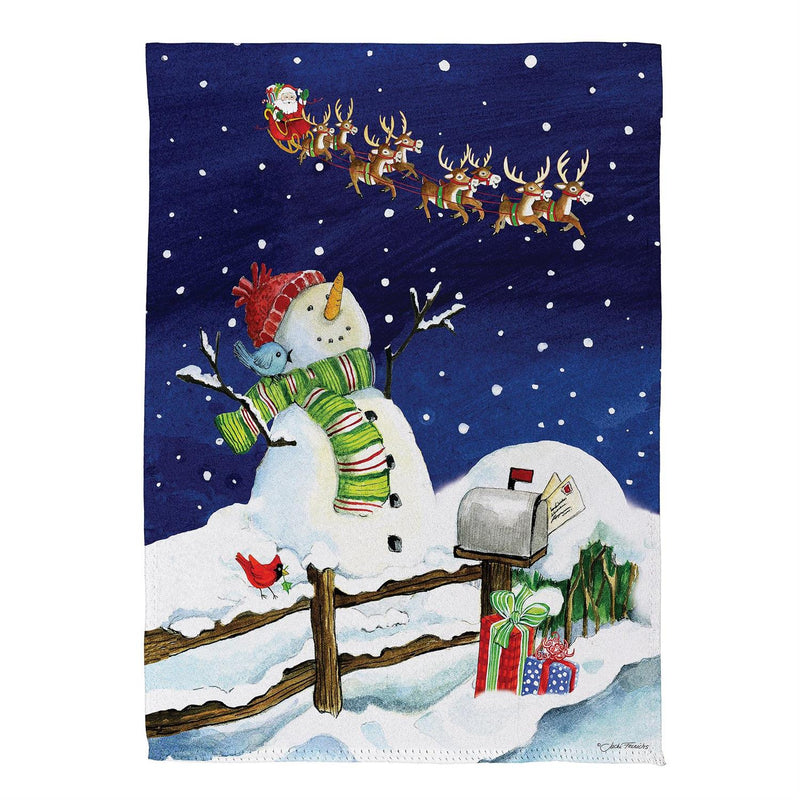 Santa & Snowman Suede House Flag