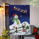 Santa & Snowman Suede House Flag