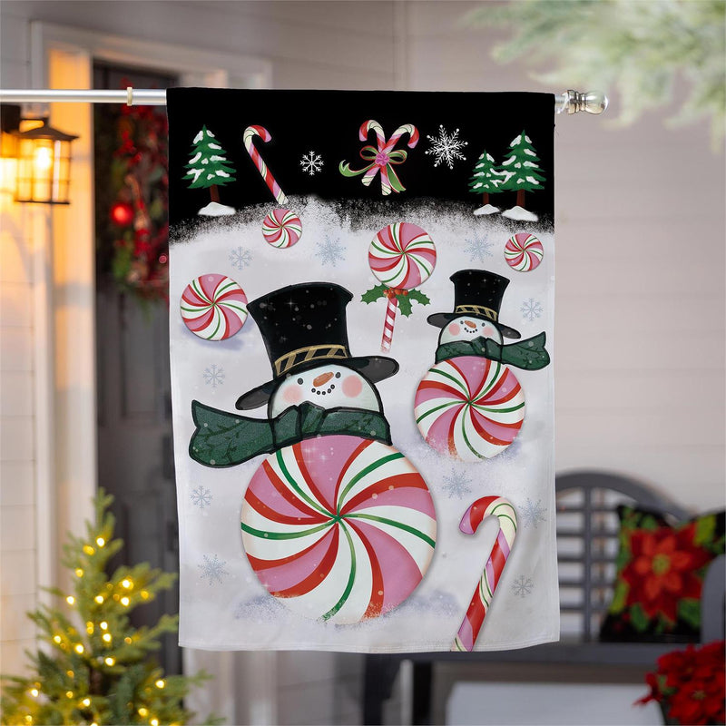 Peppermint Snowmen Suede House Flag