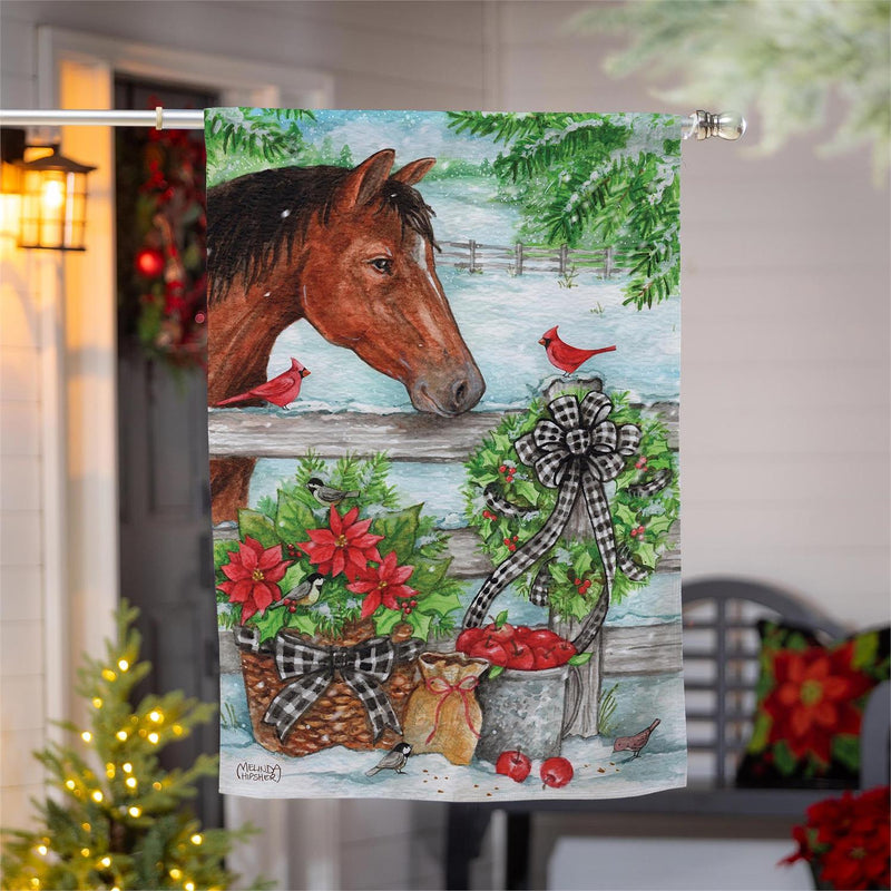 Horse & Cardinal Suede House Flag