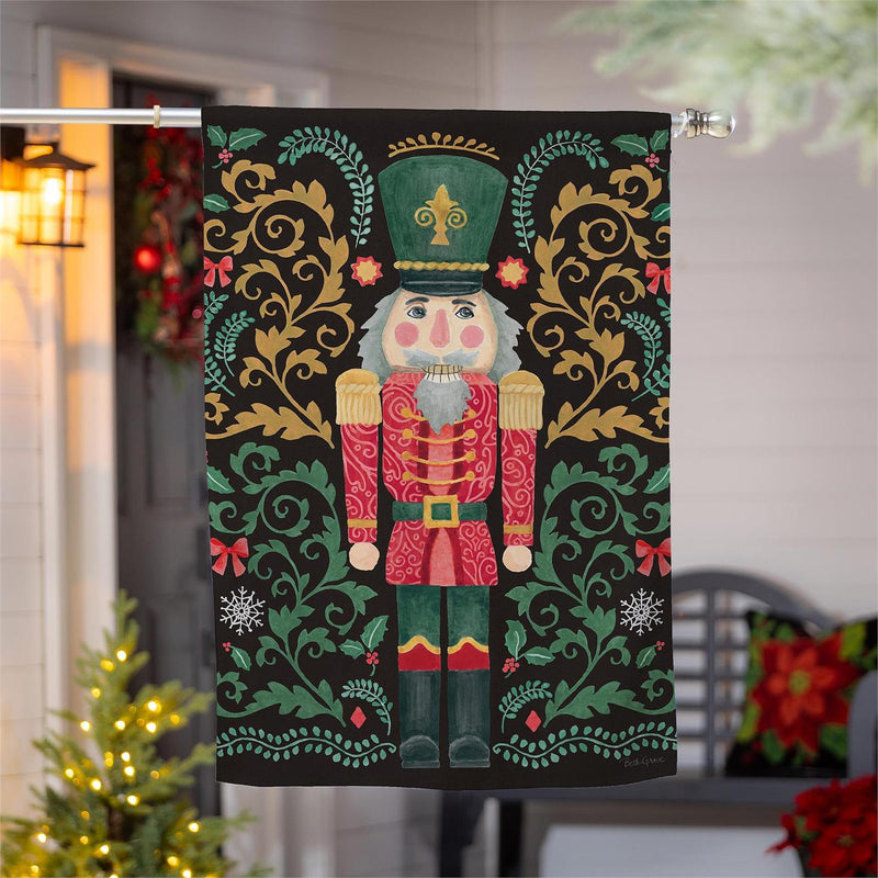 Nutcracker & Sleigh Suede House Flag