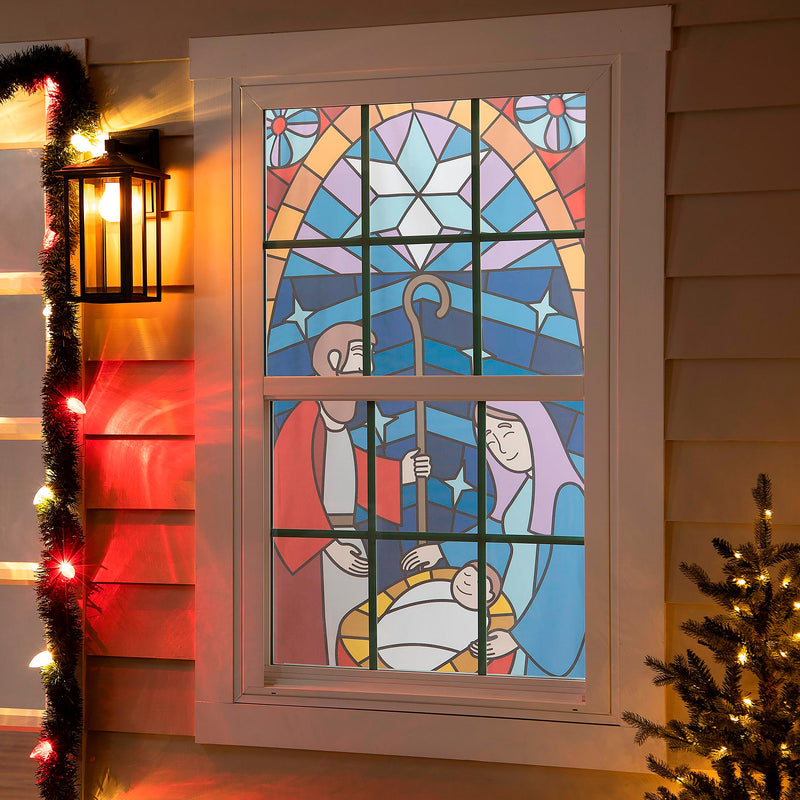 Stained Glass Nativity Shadow Scapes Window Shade