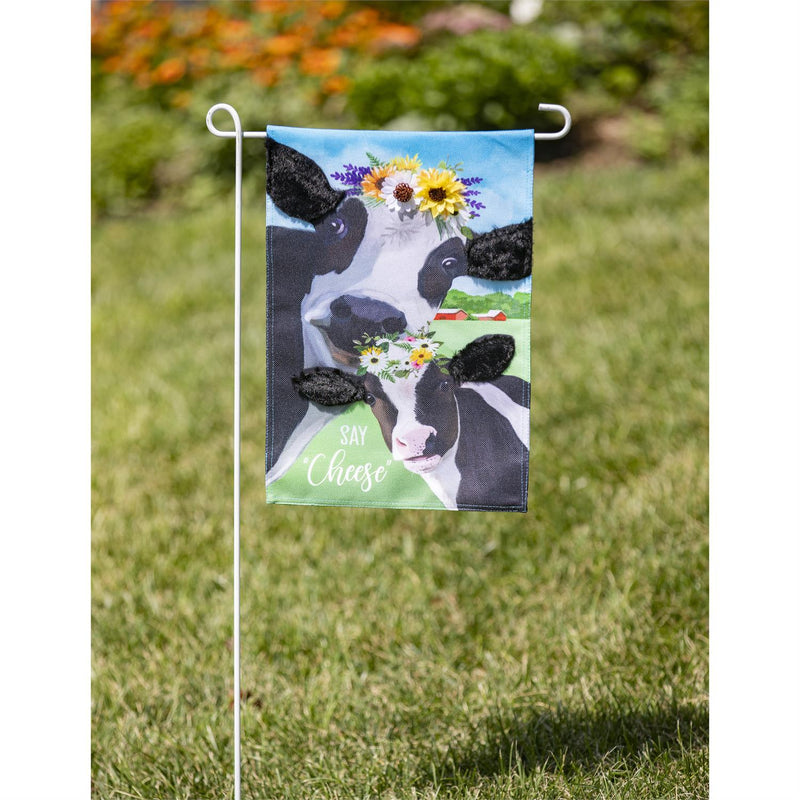 Say Cheese Cows Garden Burlap Flag
