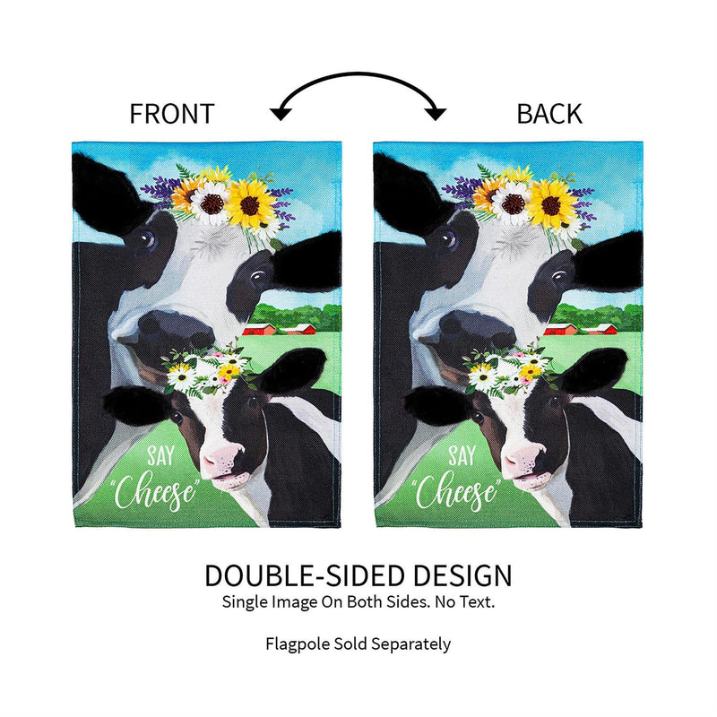 Say Cheese Cows Garden Burlap Flag