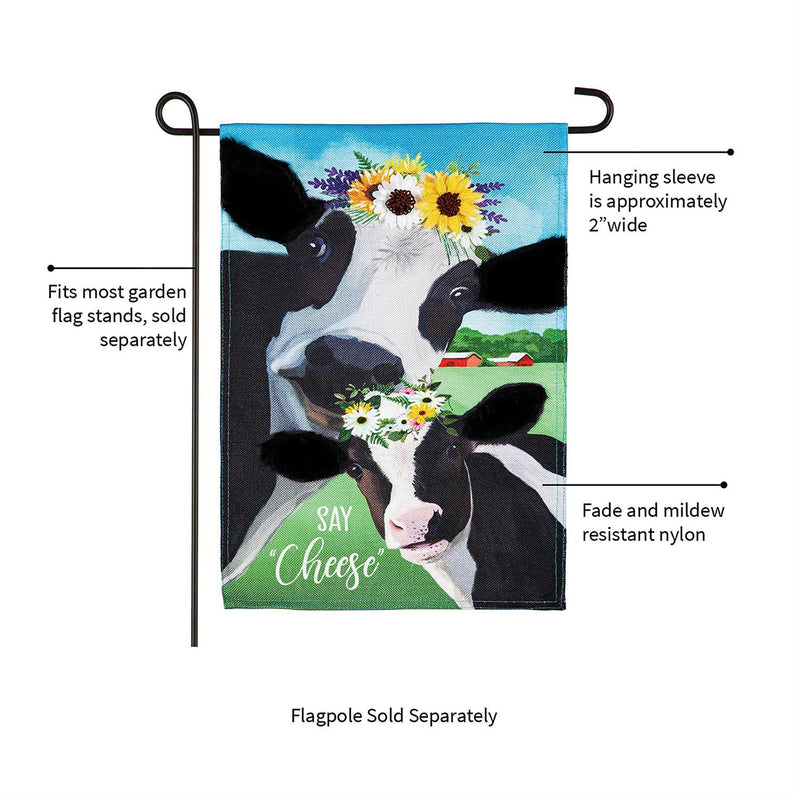 Say Cheese Cows Garden Burlap Flag