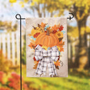 Pumpkin and Bow Garden Burlap Flag_x000D_