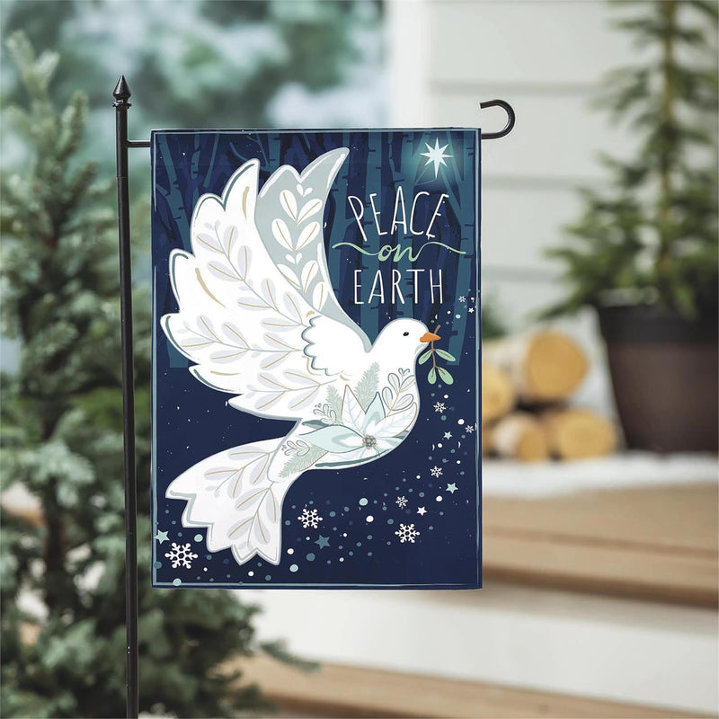 Peace on Earth Dove Burlap Garden Flag