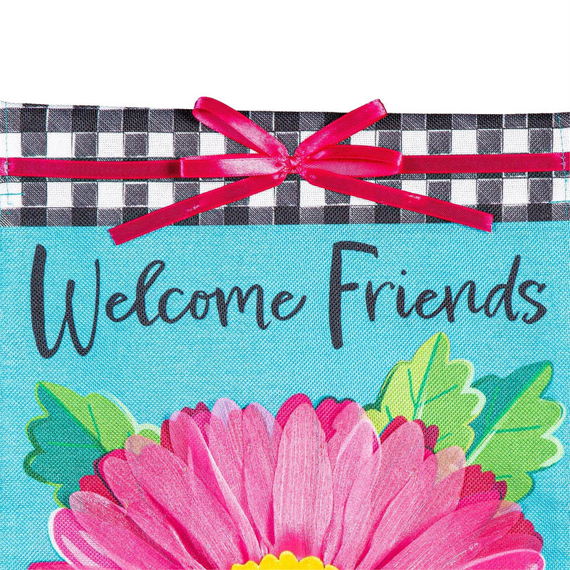 Welcome Friends Daisy Burlap Garden Flag