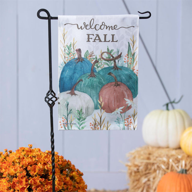 Welcome Fall Pumpkins Burlap Garden Flag