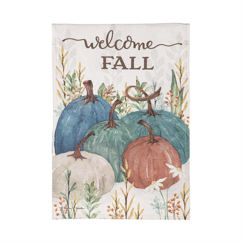 Welcome Fall Pumpkins Burlap Garden Flag