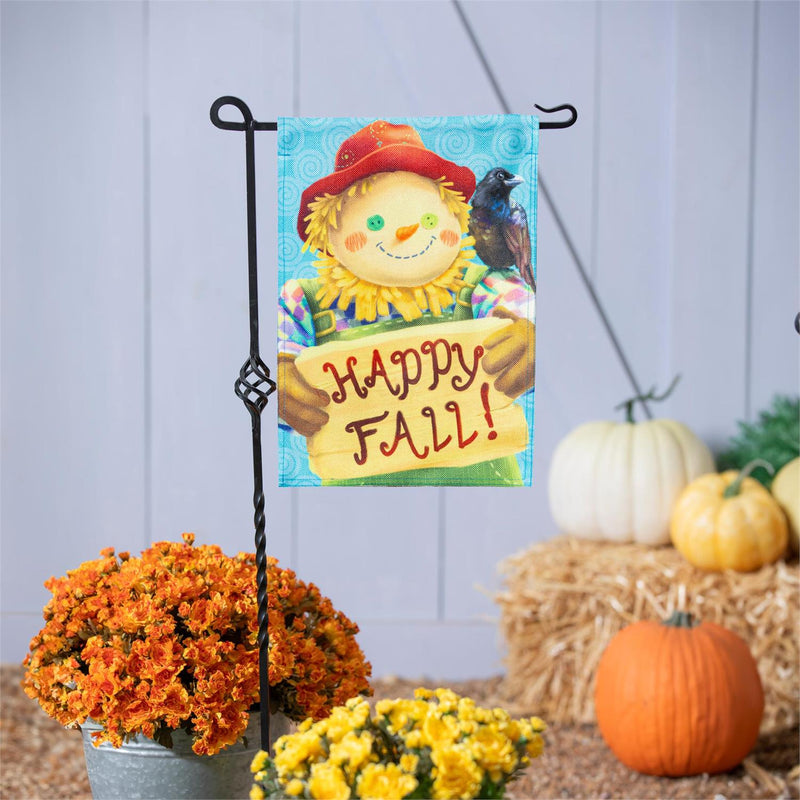 Scarecrow in Fall Burlap Garden Flag