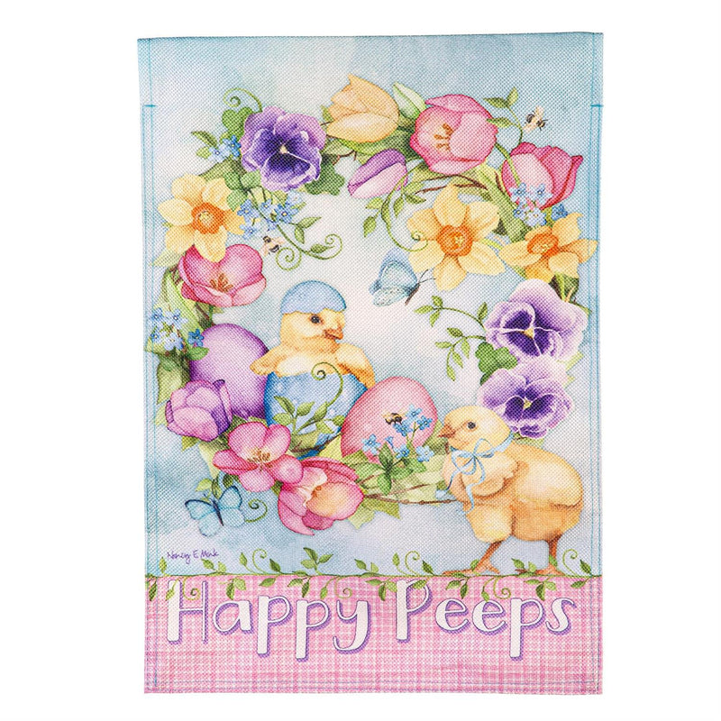 Spring Has Hatched Burlap Garden Flag