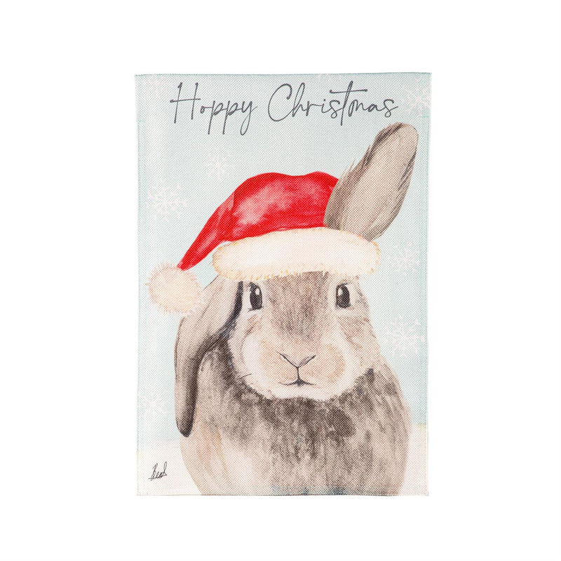 Merry Christmas Bunny Burlap Garden Flag