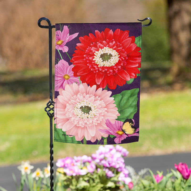 Blooming Gerbera Burlap Garden Flag