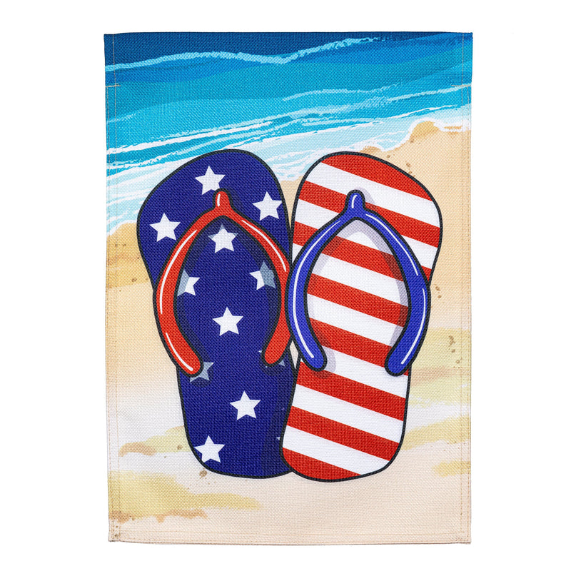 Patriotic Flip Flop Burlap Garden Flag