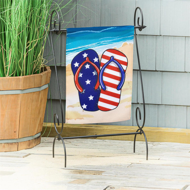 Patriotic Flip Flop Burlap Garden Flag