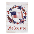Americana Star Wreath Burlap Garden Flag