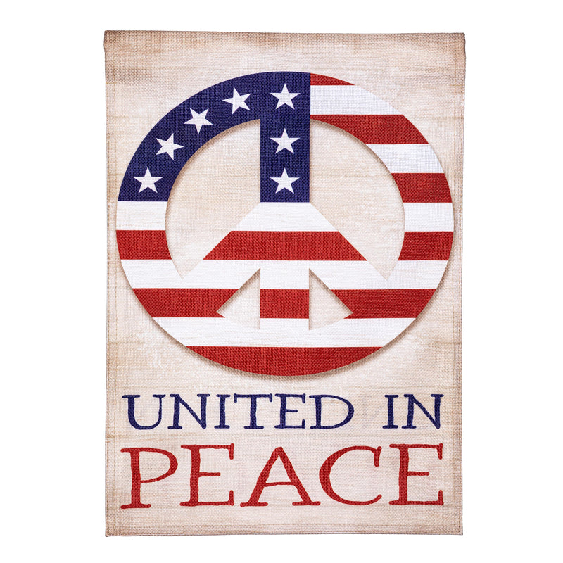 United In Peace Burlap Garden Flag