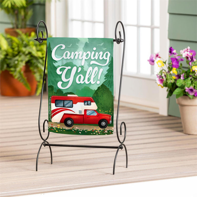 Summer Camper Burlap Garden Flag
