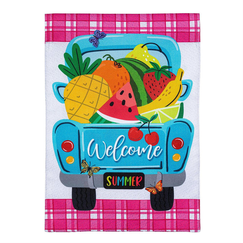 Fruity Truck Burlap Garden Flag